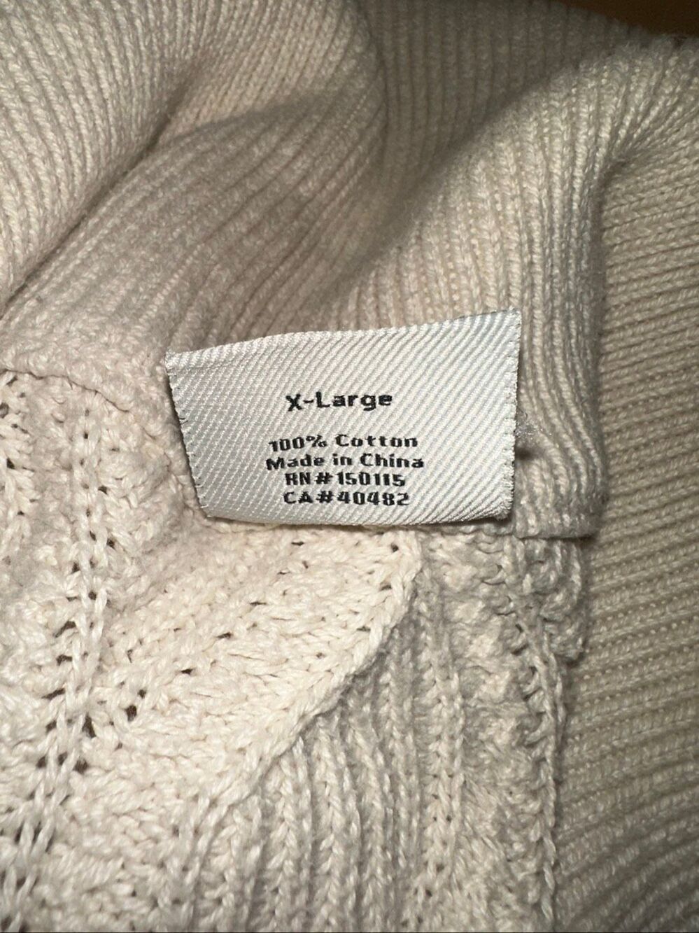 Varley XL Lando Full Zip Knit Bomber Cable Knit Sweater Jacket Ivory Cotton - Picture 6 of 8